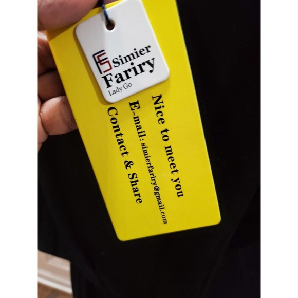 Simier Fariry Women Black Rayon Round Neck Short Sleeve Knee Length Dress Size L - Picture 8 of 11